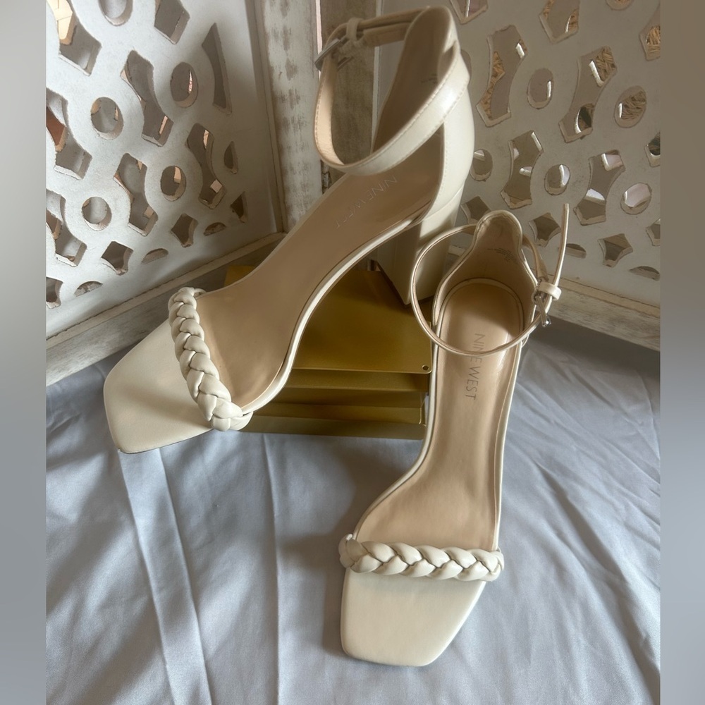 Nine West Beige Braided Strap Heels - Picture 1 of 9